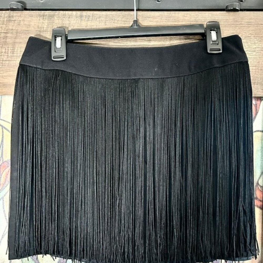 Nanette Lepore Black Fringe Mini-Skirt (Bergdorf Goodman) Sz. 12